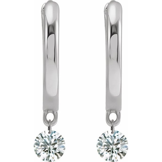 14K 1/3 CTW Drilled Natural Diamond Hinged Hoop Earrings