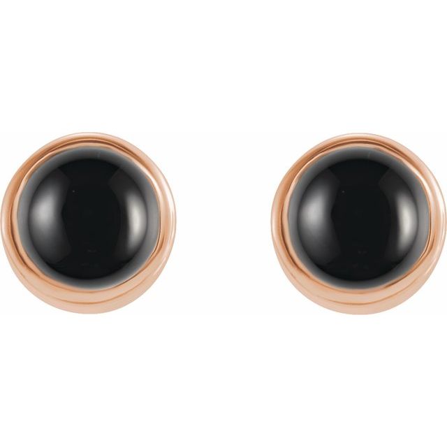 14K Natural Black Onyx Bezel-Set Earrings