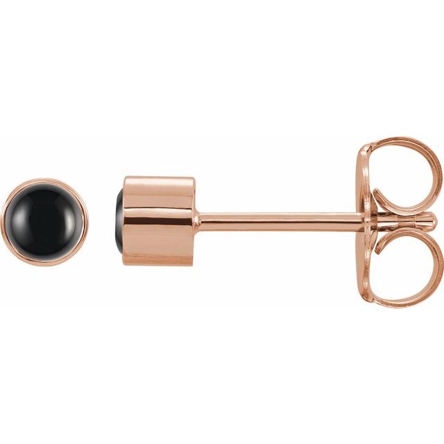14K Natural Black Onyx Bezel-Set Earrings