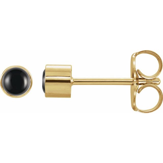 14K Natural Black Onyx Bezel-Set Earrings