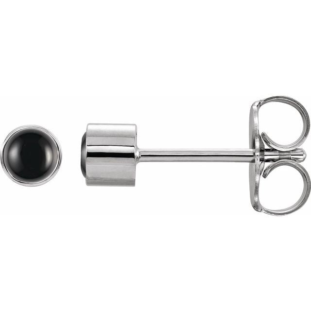 14K Natural Black Onyx Bezel-Set Earrings