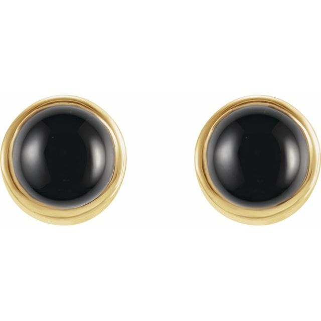 14K Natural Black Onyx Bezel-Set Earrings