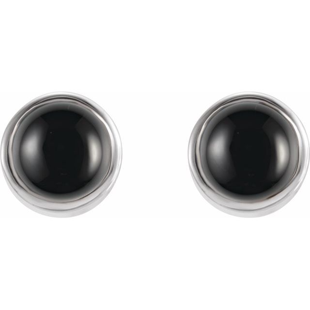 14K Natural Black Onyx Bezel-Set Earrings