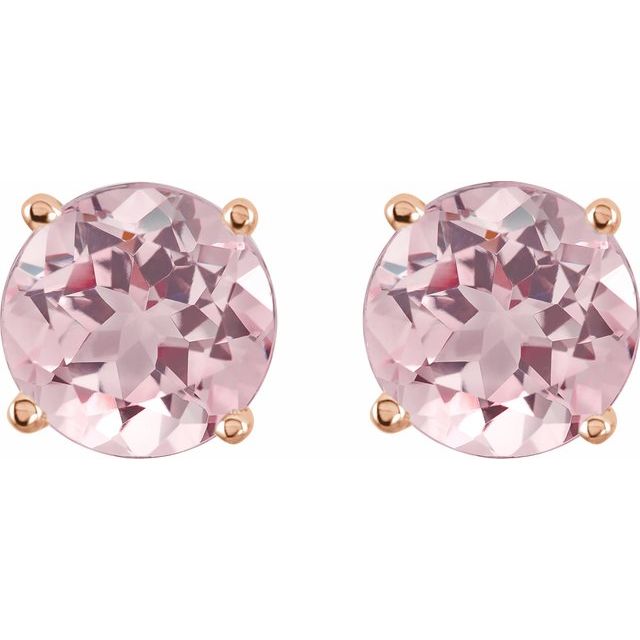14K Natural Pink Morganite Stud Earrings