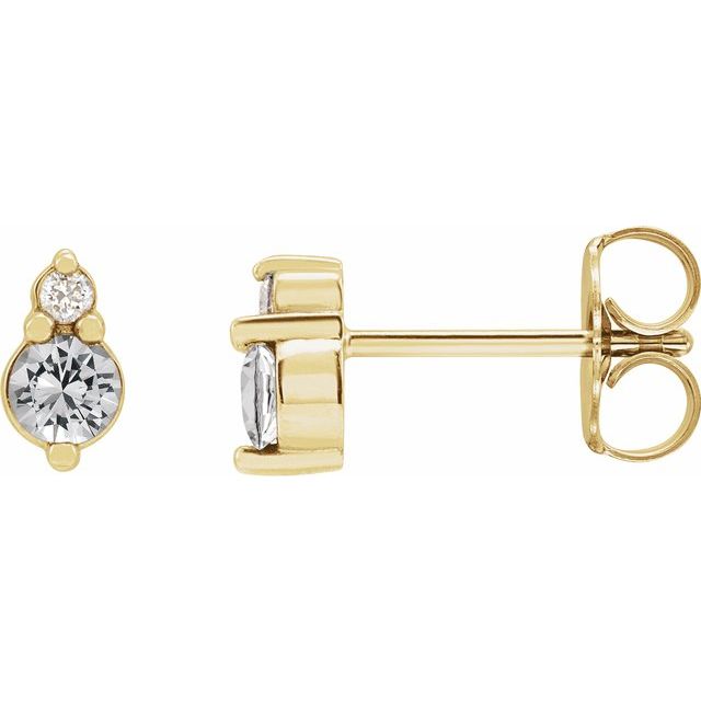 14K Natural Sapphire & .03 CTW Natural Diamond Earrings