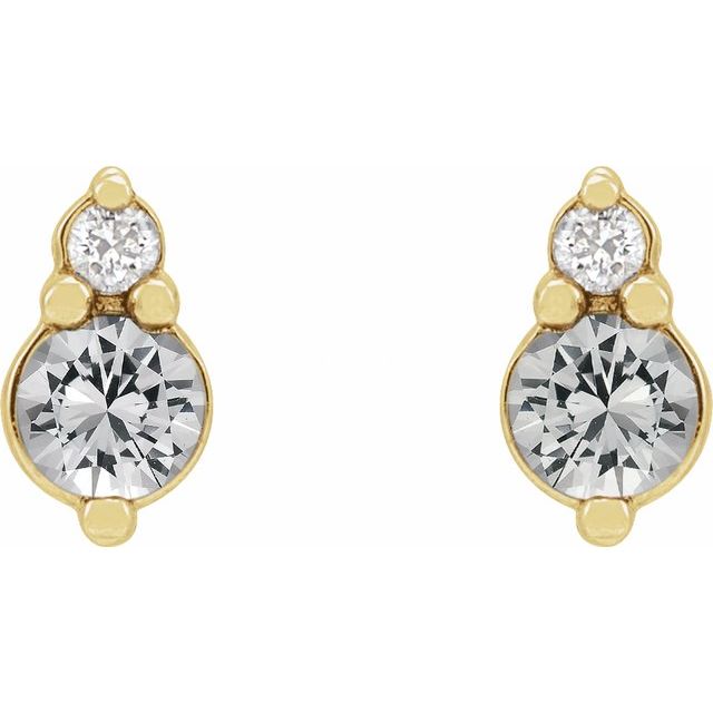 14K Natural Sapphire & .03 CTW Natural Diamond Earrings