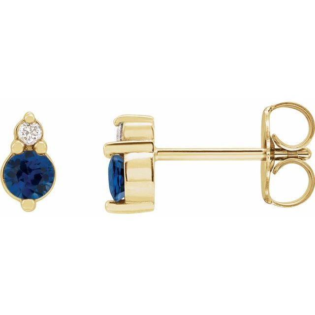 14K Natural Blue Sapphire & .03 CTW Natural Diamond Earrings