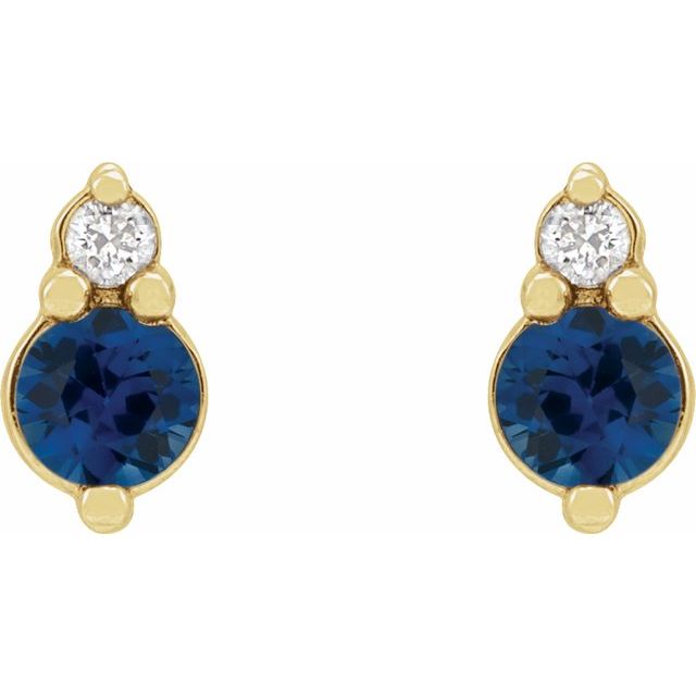 14K Natural Blue Sapphire & .03 CTW Natural Diamond Earrings