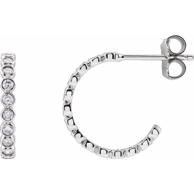 14K 3/8 CTW Lab-Grown Diamond Hoop Earrings