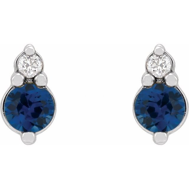 14K Natural Blue Sapphire & .03 CTW Natural Diamond Earrings