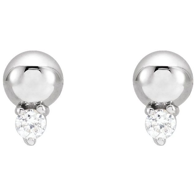 14K .03 CTW Natural Diamond Bead Earrings