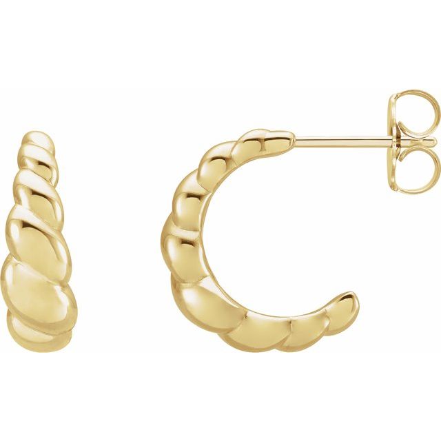 14K Rope Dome Hoop Earrings