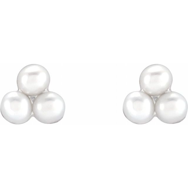 14K Cultured Freshwater Pearl Cluster Earrings