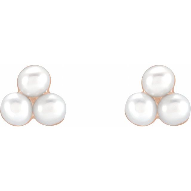 14K Cultured Freshwater Pearl Cluster Earrings