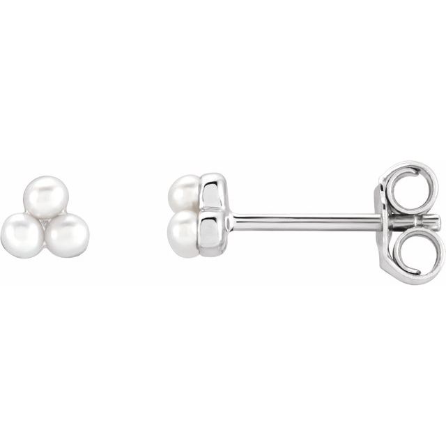14K Cultured Freshwater Pearl Cluster Earrings
