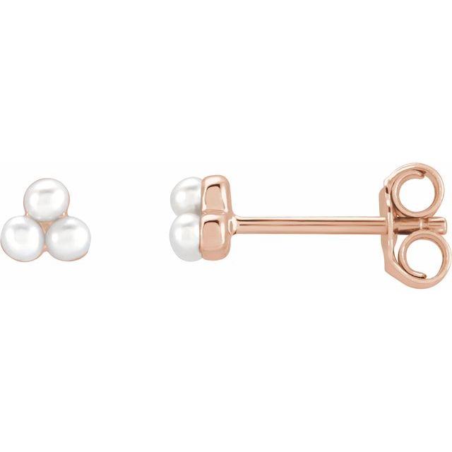 14K Cultured Freshwater Pearl Cluster Earrings