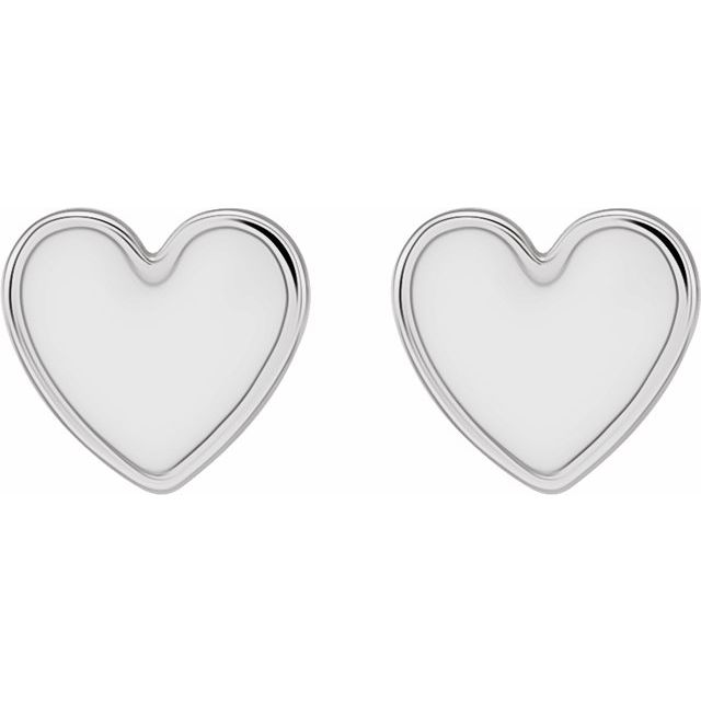 14K Enamel Heart Earrings