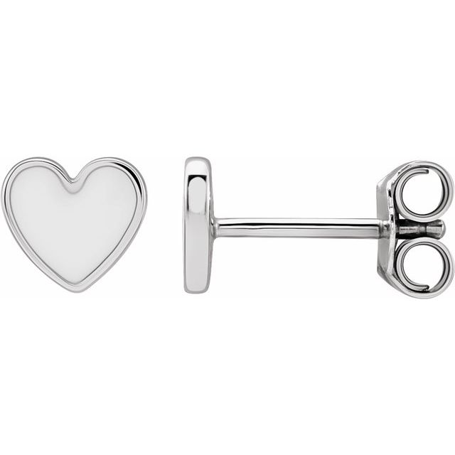 14K Enamel Heart Earrings