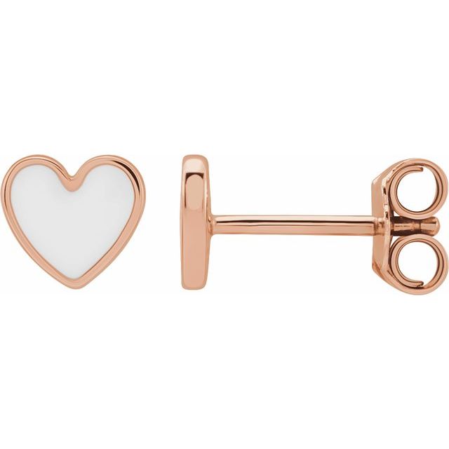 14K Enamel Heart Earrings