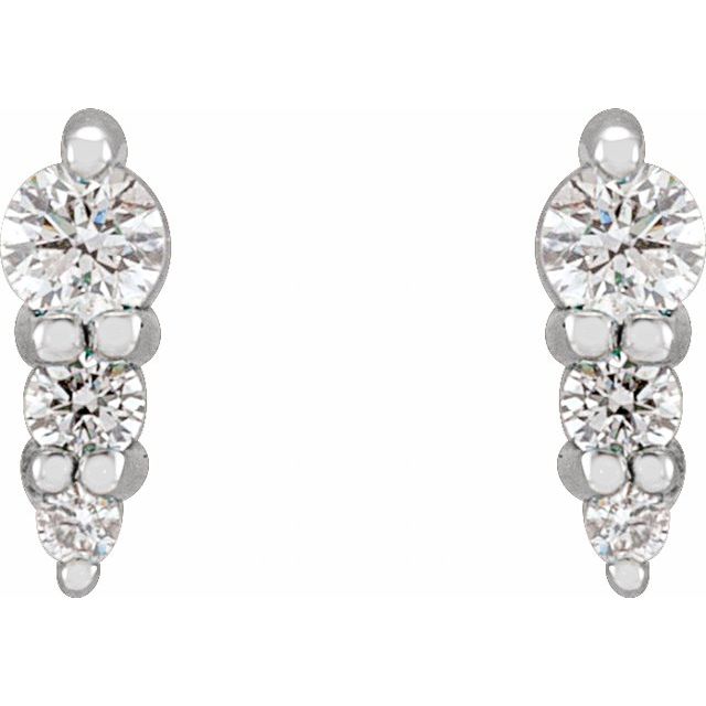 14K .08 CTW Natural Diamond Graduated Bar Earrings
