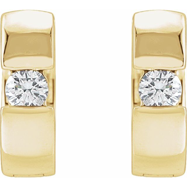 14K 1/8 CTW Natural Diamond Hinged Huggie Hoop Earrings