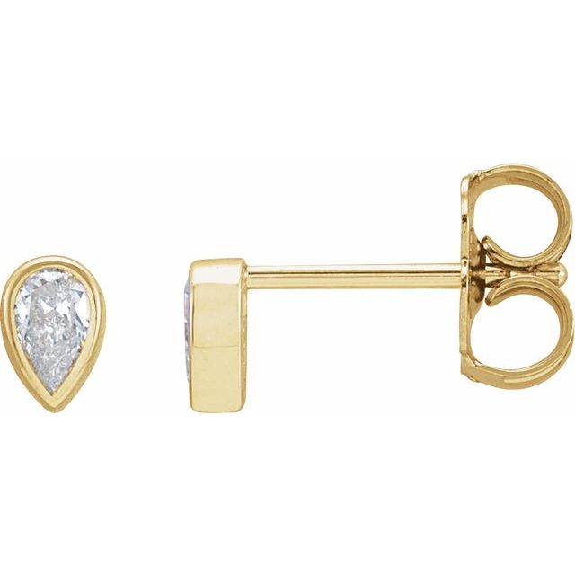 14K 1/10 CT Natural Diamond Bezel-Set Earring