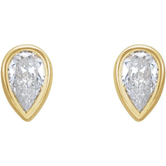 14K 1/10 CT Lab-Grown Diamond Bezel-Set Earring