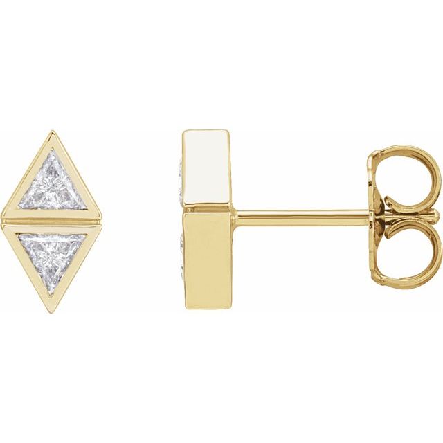 14K 1/4 CTW Natural Diamond Two-Stone Bezel-Set Earrings