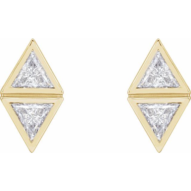 14K 1/4 CTW Natural Diamond Two-Stone Bezel-Set Earrings