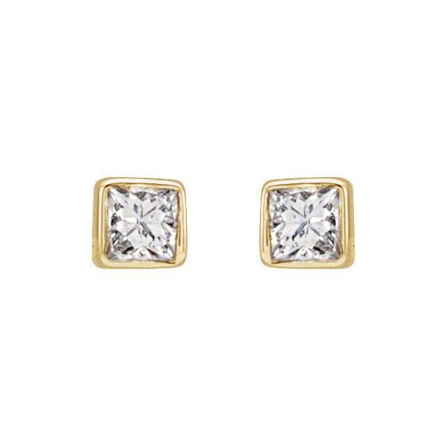 14K .05 CTW Natural Diamond Bezel-Set Earrings