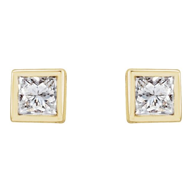 14K 1/6 CTW Natural Diamond Bezel-Set Earrings