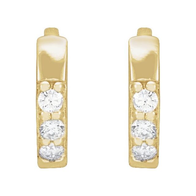 14K .05 CTW Natural Diamond Hinged Hoop Earrings