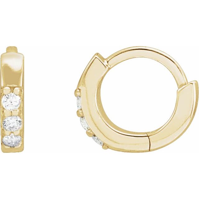 14K .05 CTW Natural Diamond Hinged Hoop Earrings