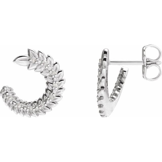 14K .07 CTW Natural Diamond Front-Back Hoop Earrings