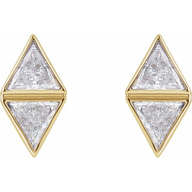 14K 5/8 CTW Natural Diamond Two-Stone Bezel-Set Earrings