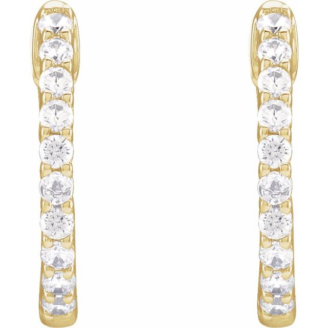 14K 1/2 CTW Lab-Grown Diamond Inside-Outside Hinged Hoop Earrings