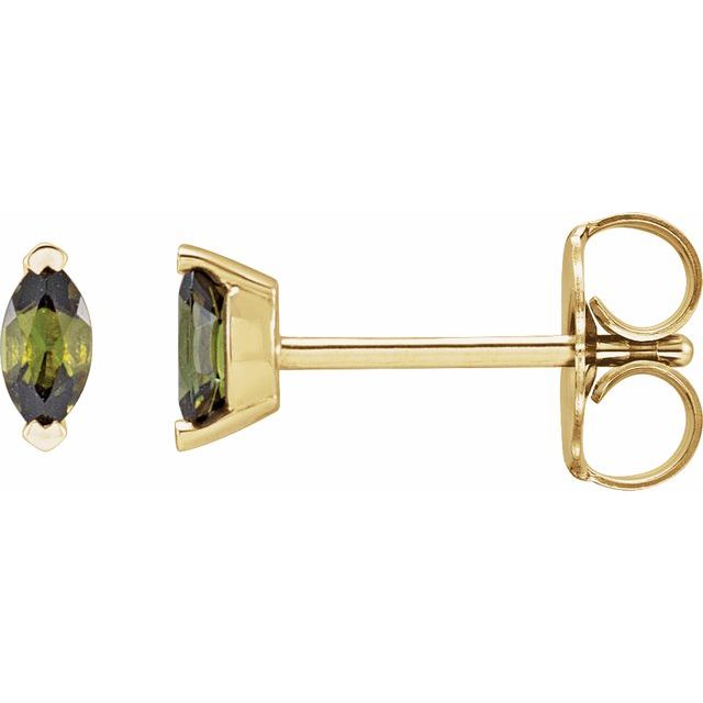 14K Natural Green Tourmaline Earrings