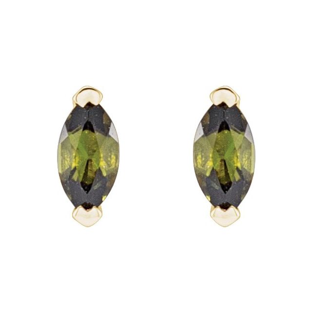 14K Natural Green Tourmaline Earrings
