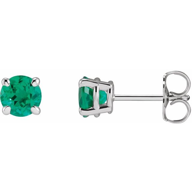 14K Lab-Grown Emerald Earrings