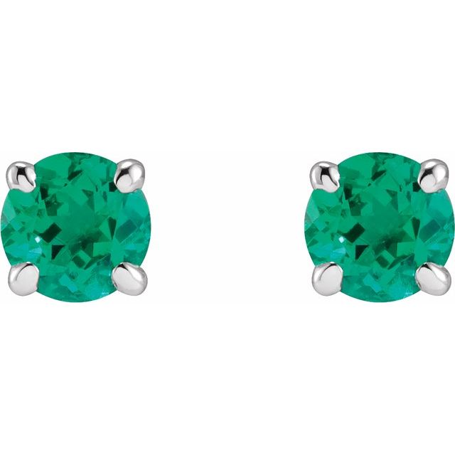 14K Lab-Grown Emerald Earrings