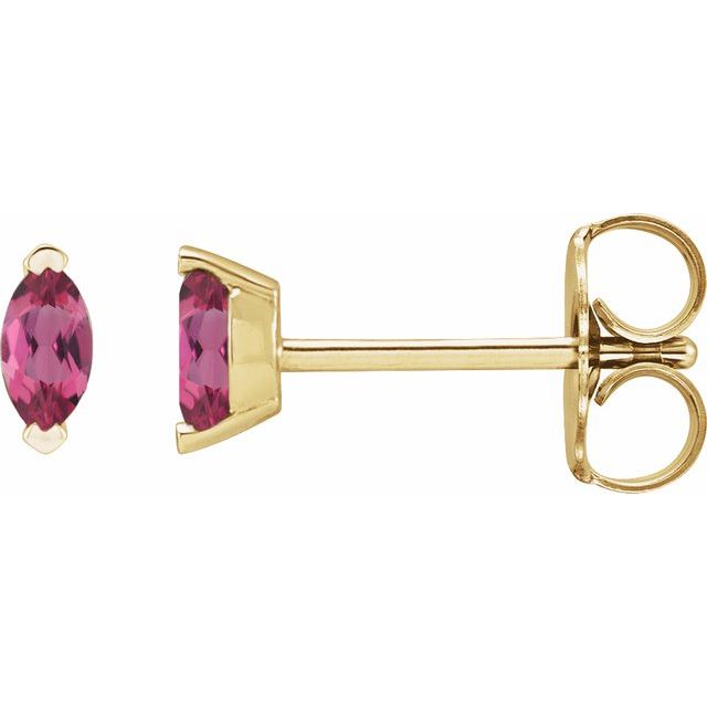14K Natural Pink Tourmaline Earrings