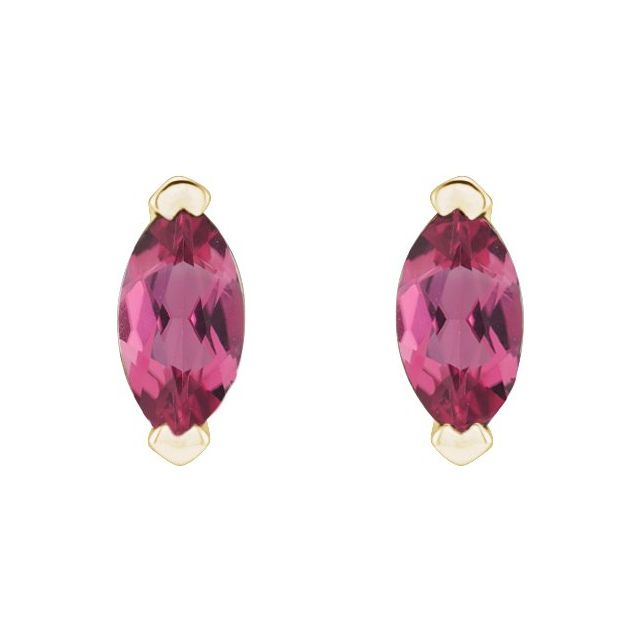 14K Natural Pink Tourmaline Earrings