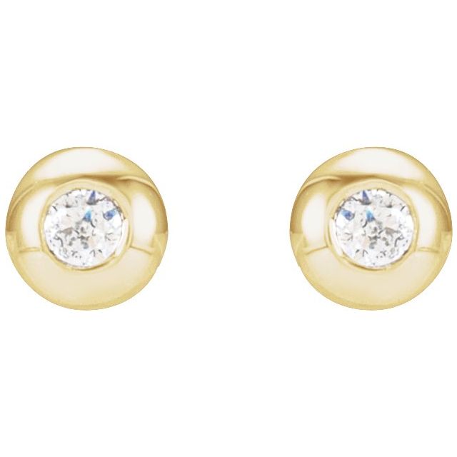 14K .03 CTW Natural Diamond Domed Bezel-Set Earrings