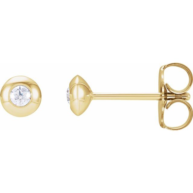14K .06 CTW Natural Diamond Domed Bezel-Set Earrings