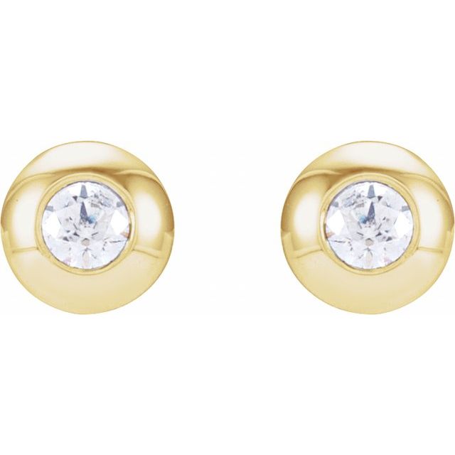 14K .06 CTW Natural Diamond Domed Bezel-Set Earrings