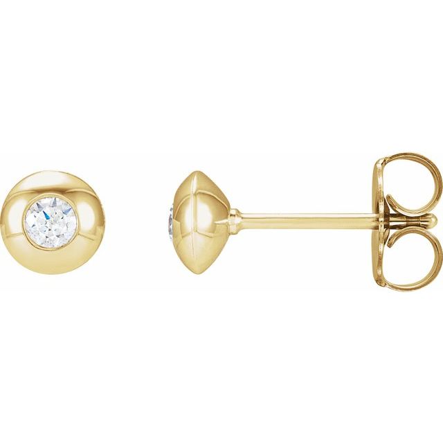 14K 1/8 CTW Natural Diamond Domed Bezel-Set Earrings