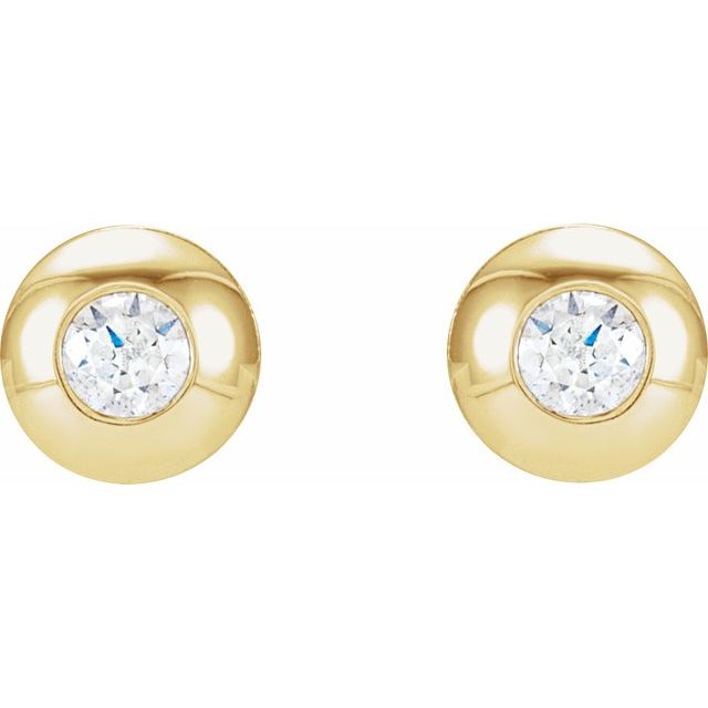 14K 1/8 CTW Natural Diamond Domed Bezel-Set Earrings