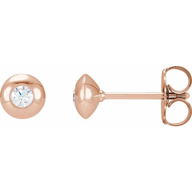 14K 1/8 CTW Natural Diamond Domed Bezel-Set Earrings