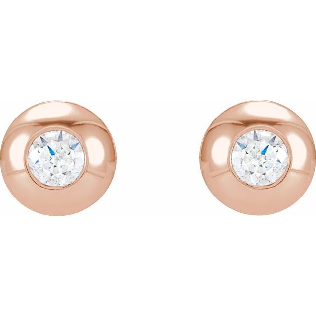 14K 1/8 CTW Natural Diamond Domed Bezel-Set Earrings