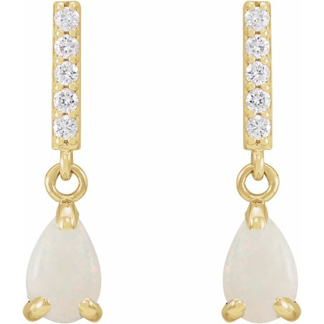 14K Natural Opal & .08 CTW Natural Diamond Earrings